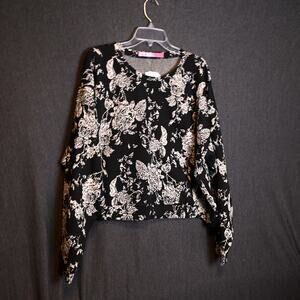 NEW Buru Women's 1X/2X Everyday Pullover Sweater Abstract Rose Floral USA NWT